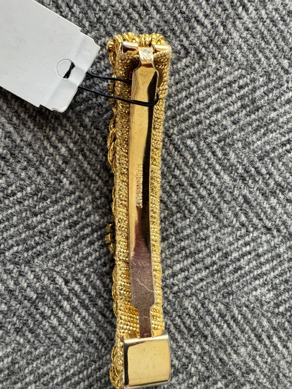 NWT, FRANCE LUXE, BRAIDED GOLD WITH CLUSTERS OF DIAMONDS WOVEN INTO THE BARRETTE